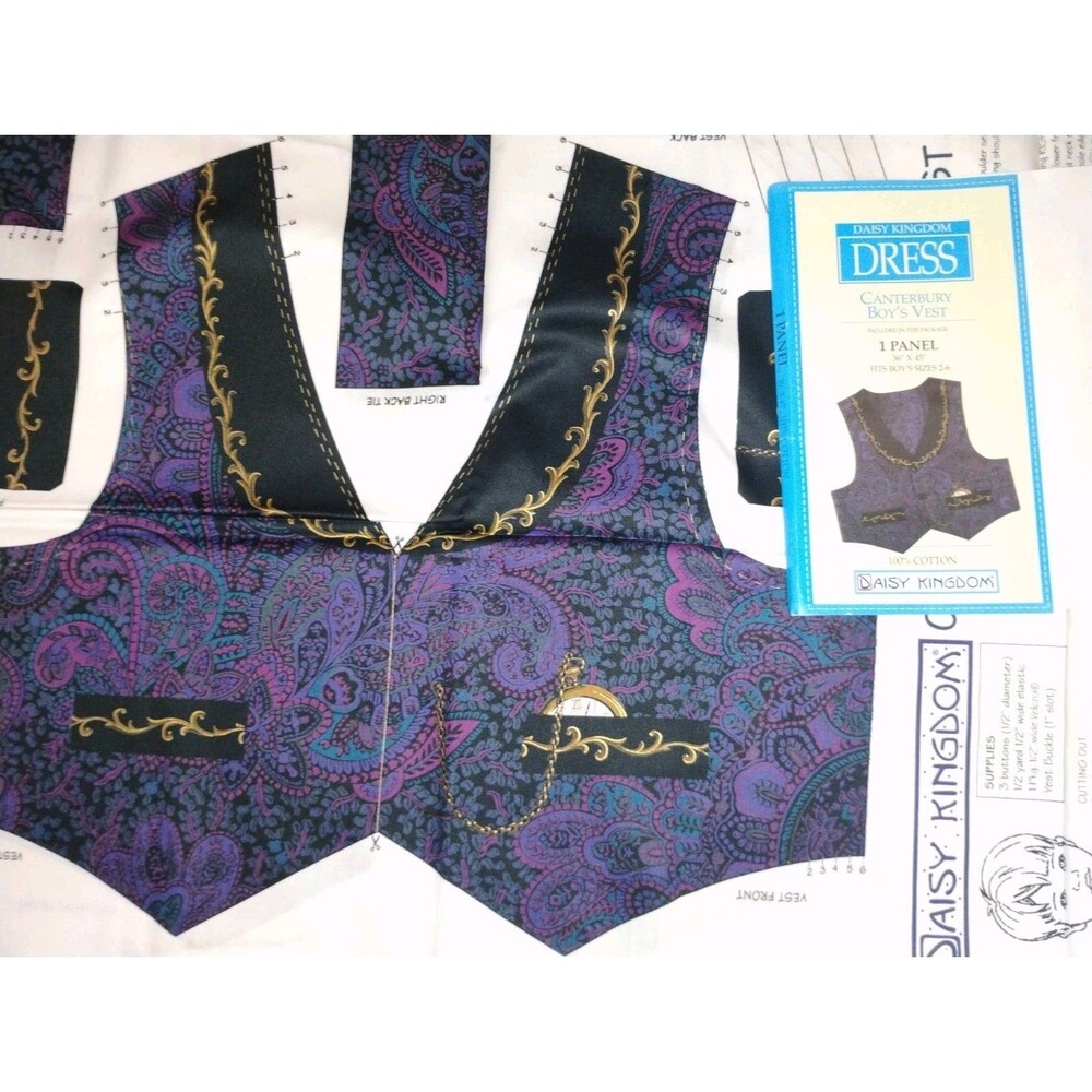 Canterbury Vest Fabric Panel, Vintage Daisy Kingdom Children's Sz 2-6 Cut & Sew